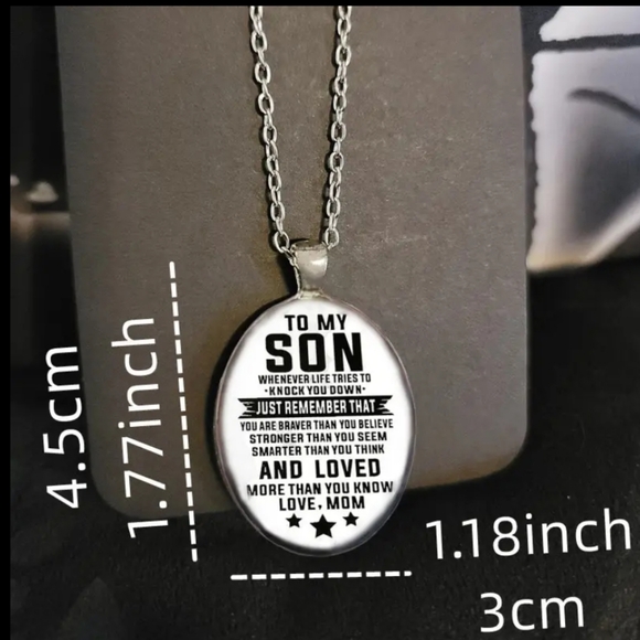NEW! Sentimental Son Pendant & Silver Chain Necklace. NWOT - Picture 3 of 3
